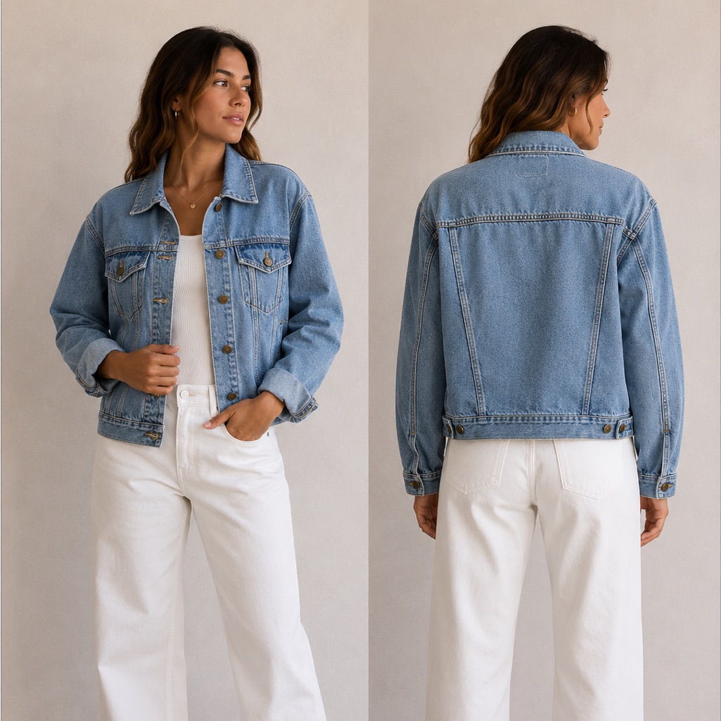 Vintage Eddie Bauer Women Light-Wash Denim Trucker Jacket S